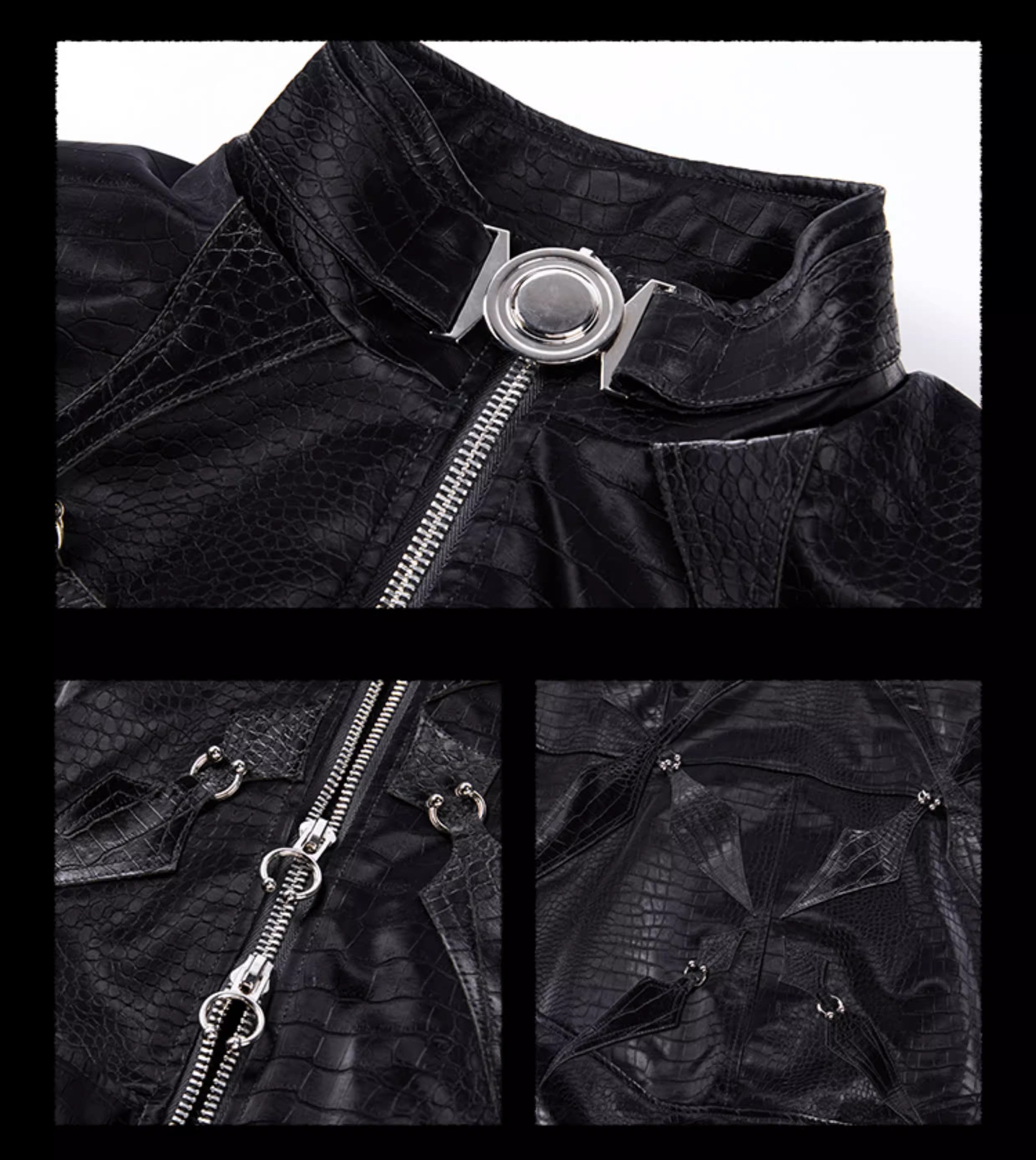 FLYERRER 23FW Black Crocodile Pattern Velvet Splicing Coat FR065