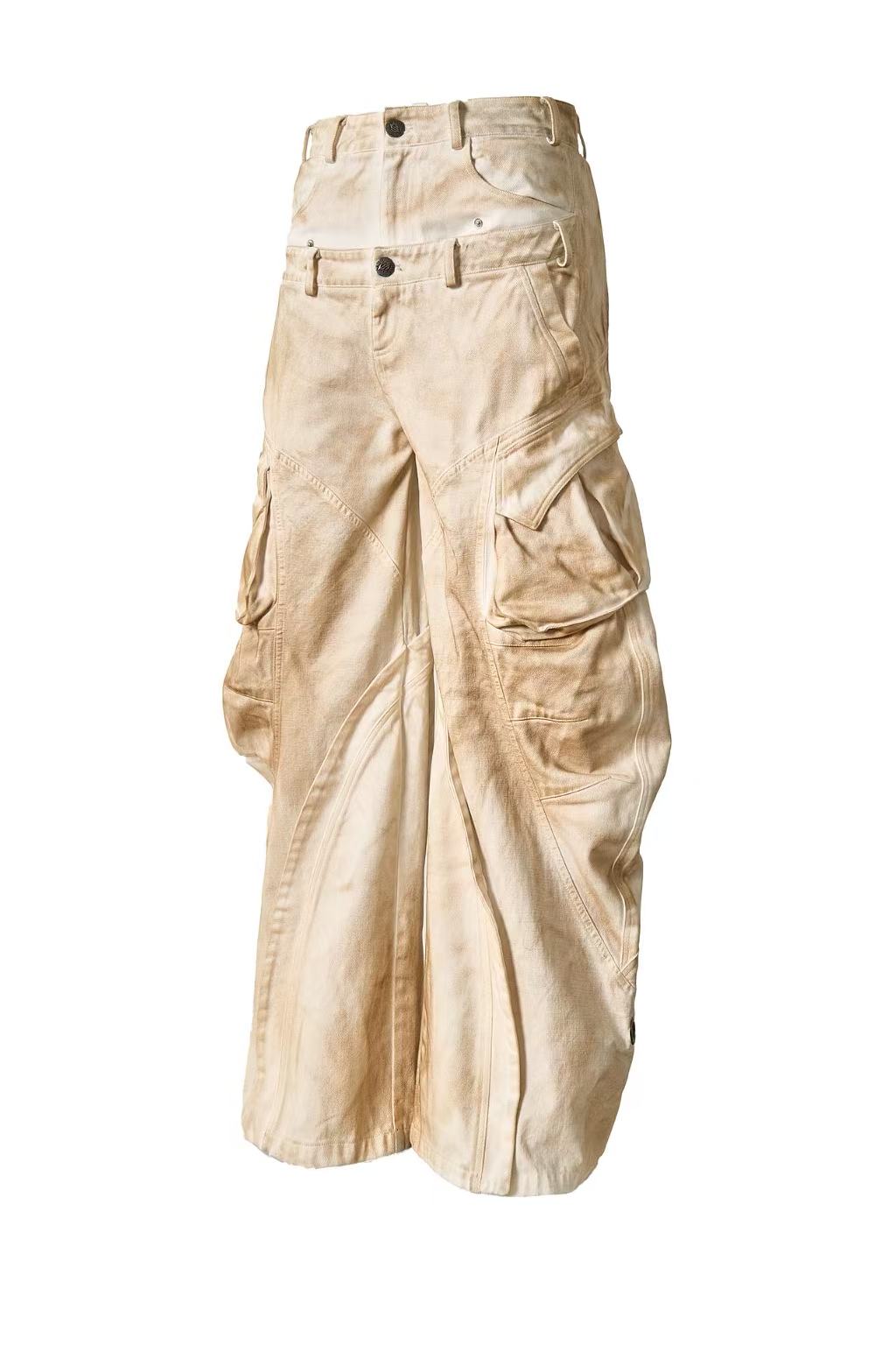 FLYERRER25SS loose silhouette polished distressed curved jeans FR257