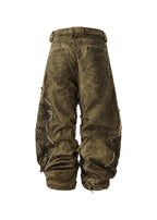 FLYERRER 24AW Original "Mutation" Series Irregular Ripped Patchwork Curved Leg Pants FR213