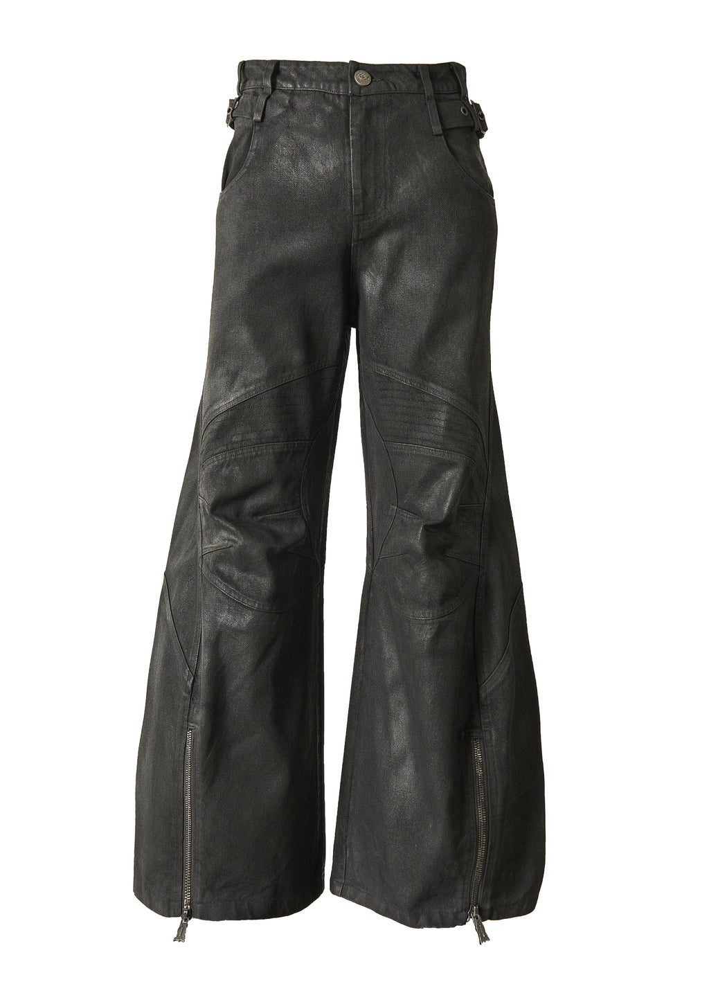 FLYERRER 25SS American Vintage Black Distressed Waxed Loose Curved Leg Jeans FR255