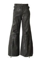 FLYERRER 25SS American Vintage Black Distressed Waxed Loose Curved Leg Jeans FR255