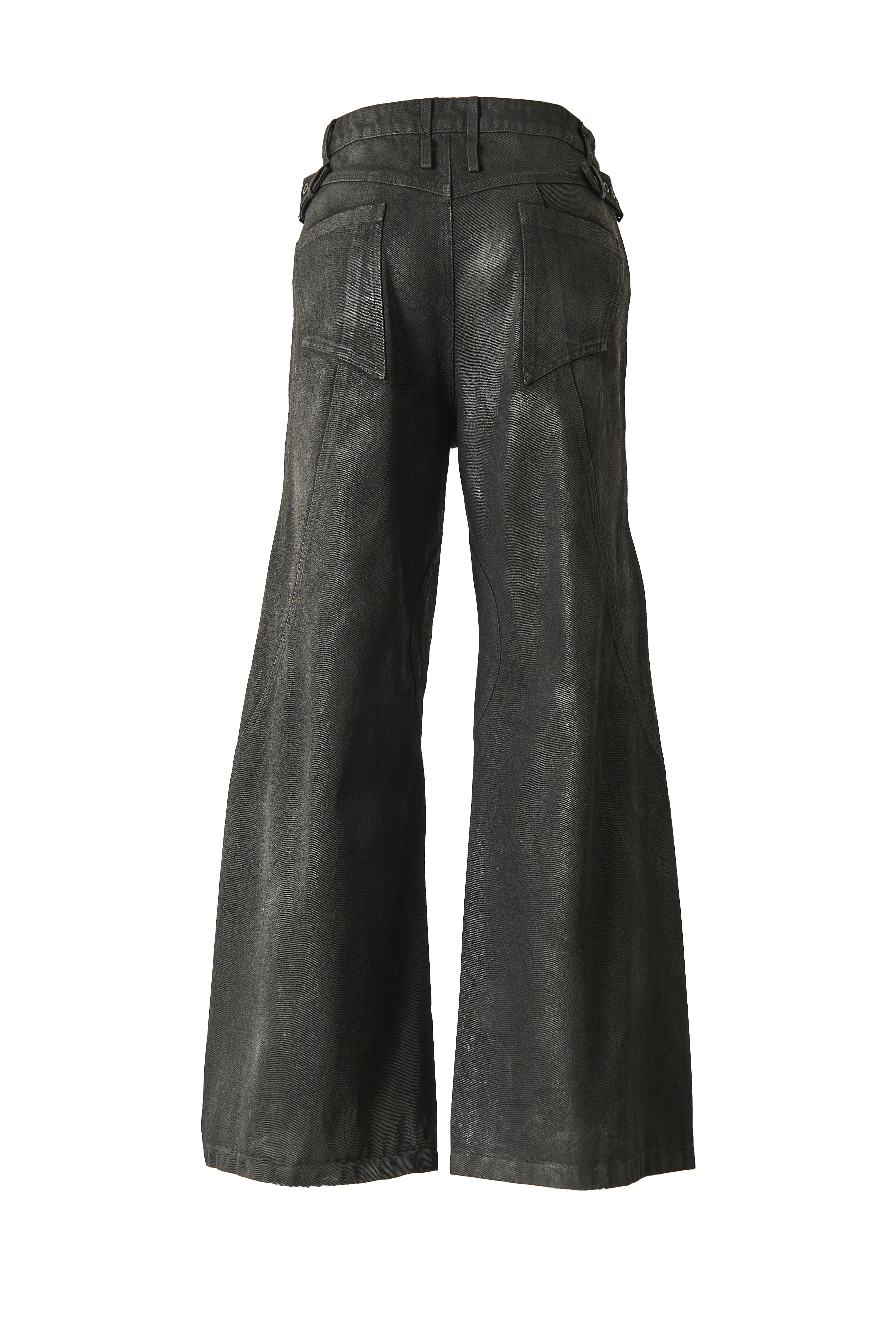 FLYERRER 25SS American Vintage Black Distressed Waxed Loose Curved Leg Jeans FR255