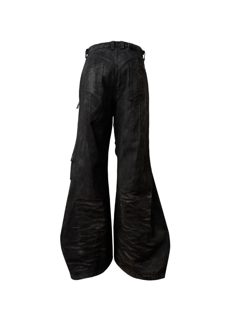 Flyerrer 25ss washed denim curved knife pants FR256