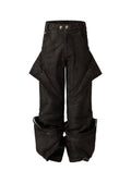 FLYERRER 24AW denim patchwork coated oil wax pants FR209