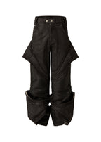 FLYERRER 24AW denim patchwork coated oil wax pants FR209