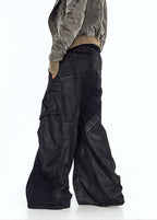 Flyerrer 25ss irregular wax brushed distressed curved jeans FR257