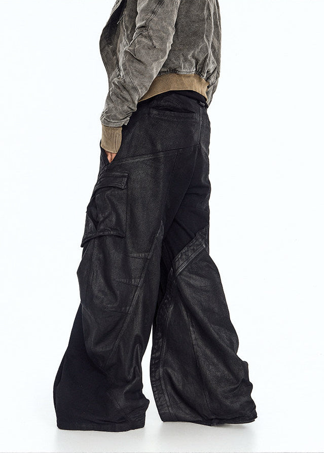 Flyerrer 25ss irregular wax brushed distressed curved jeans FR257