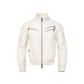 Flyerrer 25AW "Eye of Thorns" Short Leather Jacket with Black-White Contrast Embroidery