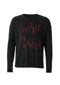 Flyerrer 25AW Black & Red Irregular Patchwork Tassel Embroidered Knit Layering Top FR284