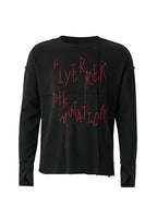 Flyerrer 25AW Black & Red Irregular Patchwork Tassel Embroidered Knit Layering Top FR284