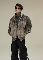 FLYERRER 23FW distressed mud dyed black silhouette jacket with cotton jacket FR078