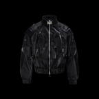 FLYERRER 23FW Black Crocodile Pattern Velvet Splicing Coat FR065