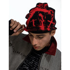 Flyerrer 25AW "Blood Tide" Knight Cross Embroidered Trendy Knitted Beanie FR008R