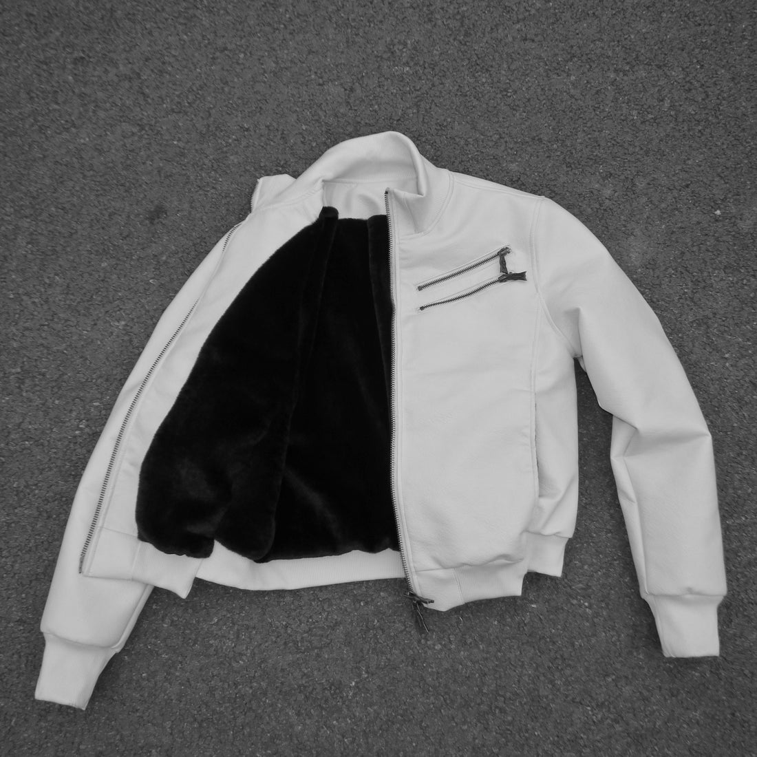 Flyerrer 25AW "Eye of Thorns" Short Leather Jacket with Black-White Contrast Embroidery