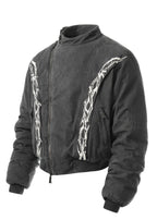 Flyerrer 25AW Oversized Vintage Distressed Rubber Paste Printed Cotton Jacket FR322