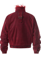 Flyerrer 25AW "Red Lips" American Vintage Distressed Denim Jacket w/ Patchwork Fur Collar FR314