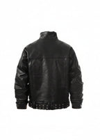 Flyerrer 25AW Niche Stiff Textured White Leather Jacket with Patchwork Fur Collar FR315