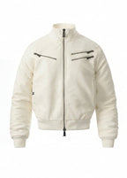 Flyerrer 25AW "Eye of Thorns" Short Leather Jacket with Black-White Contrast Embroidery FR303
