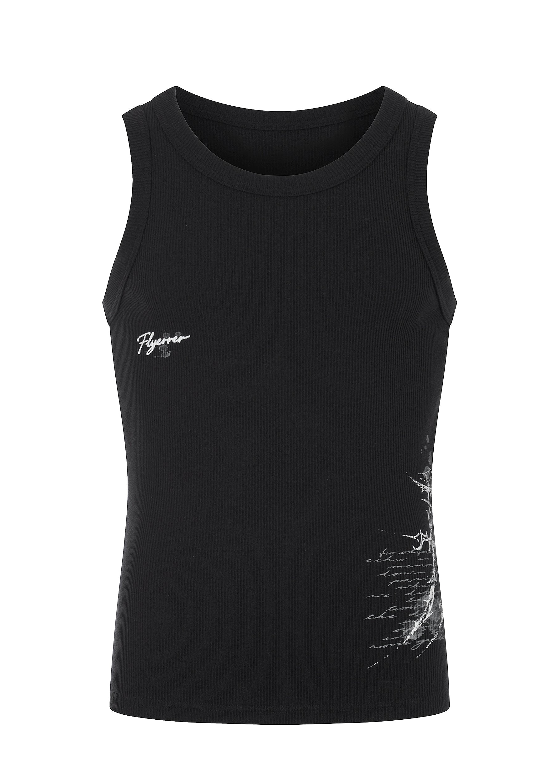 FLYERRER 26SS American Streetwear Double Embroidery Print Ribbed Stretch Slim Fit Tank Top Tee FR324