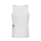 FLYERRER 26SS American Streetwear Double Embroidery Print Ribbed Stretch Slim Fit Tank Top Tee FR324