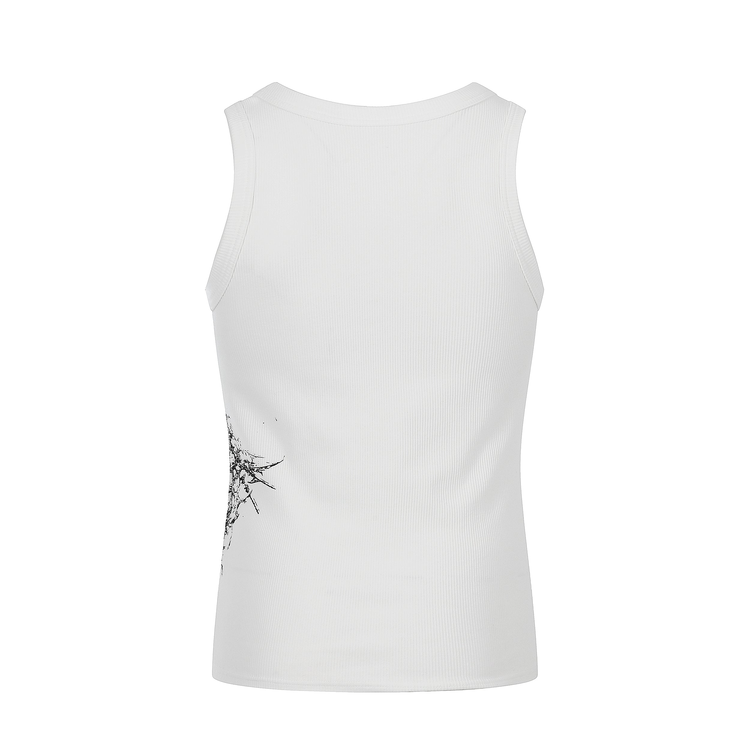 FLYERRER 26SS American Streetwear Double Embroidery Print Ribbed Stretch Slim Fit Tank Top Tee FR324
