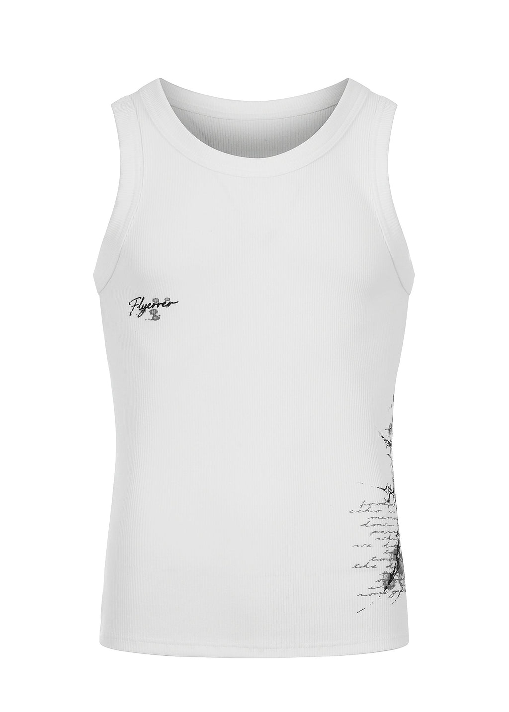 FLYERRER 26SS American Streetwear Double Embroidery Print Ribbed Stretch Slim Fit Tank Top Tee FR324