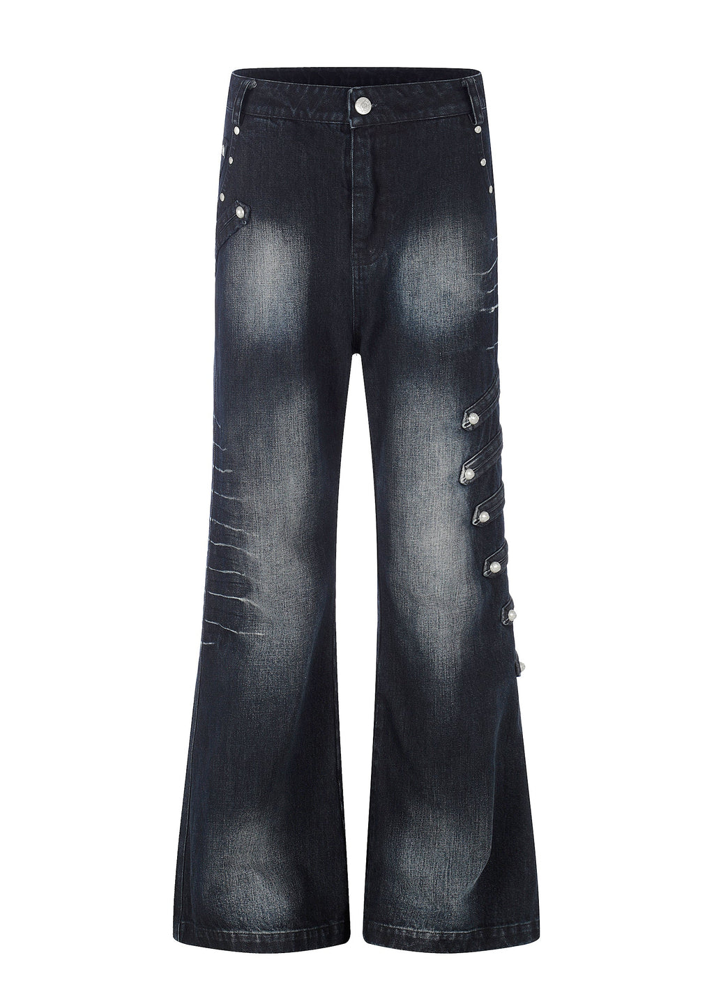 Flyerrer Street Court Claw Print Washed Wide Leg Jeans FR342