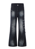 Flyerrer Street Court Claw Print Washed Wide Leg Jeans FR342