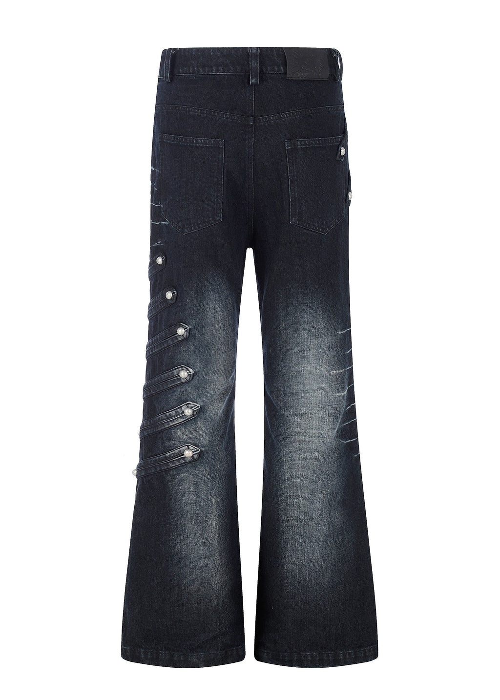 Flyerrer Street Court Claw Print Washed Wide Leg Jeans FR342