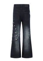 Flyerrer Street Court Claw Print Washed Wide Leg Jeans FR342