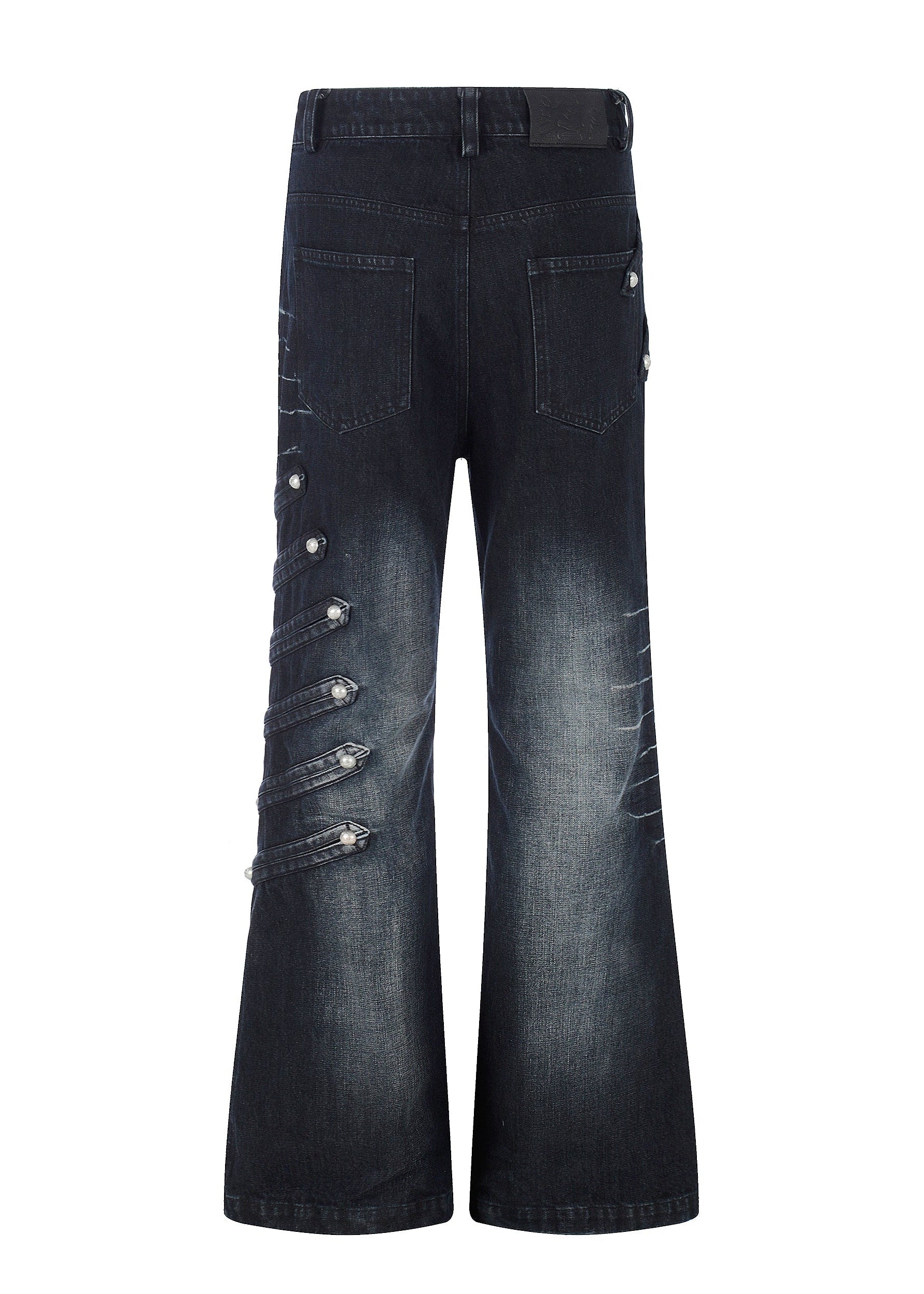 Flyerrer Street Court Claw Print Washed Wide Leg Jeans FR342