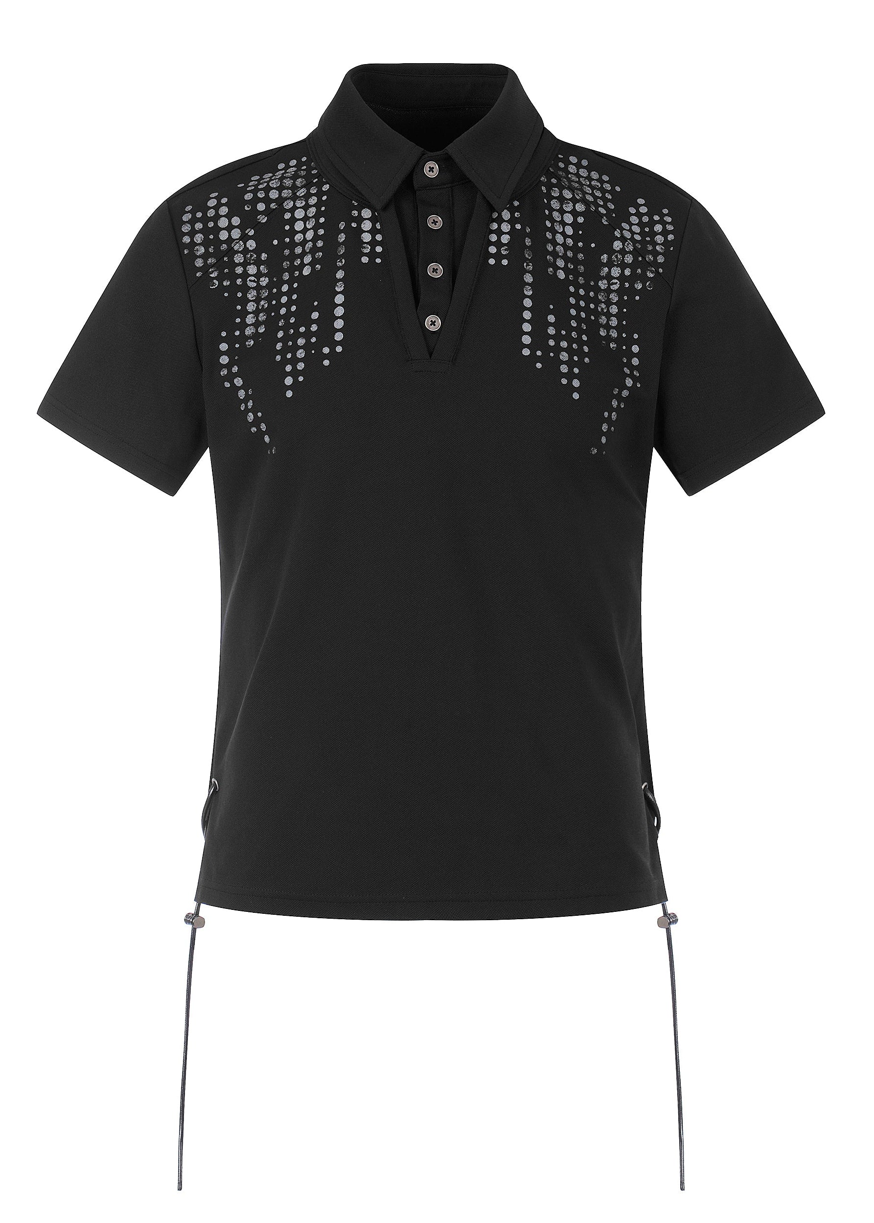 Unisex Fake Two-Piece Polo | Printed Collar Short Sleeve Summer Top FR346