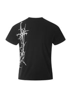 FLYERRER 26SS Black Cross & Vine Sword Print Stretch Breathable Street Slim Fit Short Sleeve Tee FR325