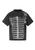 Flyerrer Deconstructed Badge Print Button Tee, Court Loose Casual Summer Top FR338