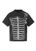 Flyerrer Deconstructed Badge Print Button Tee, Court Loose Casual Summer Top FR338