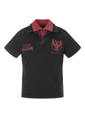 FLYERRER 26SS Dual Collar Patchwork Print Washed Slim Fit Short Wide Polo Shirt FR333