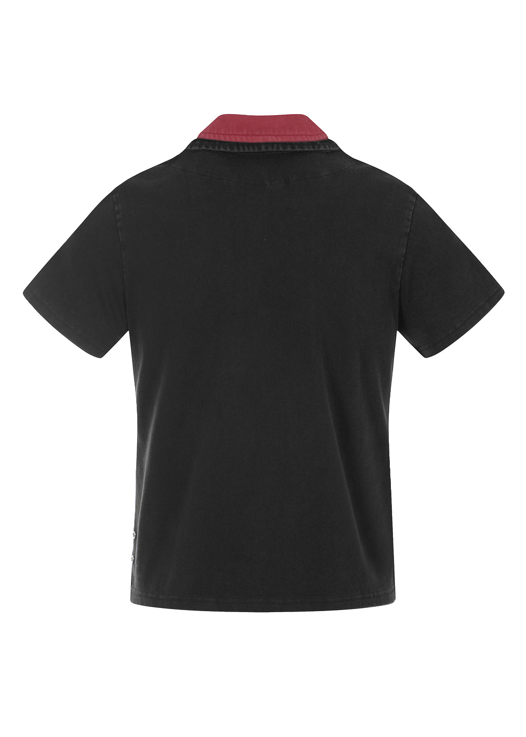 FLYERRER 26SS Dual Collar Patchwork Print Washed Slim Fit Short Wide Polo Shirt FR333