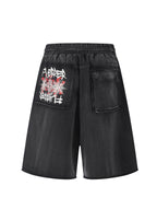 Twin FR Warhorse Embroidery Patch Loose Washed Five-Point Shorts FR339