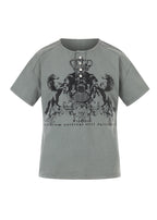 Flyerrer Vintage Court Raglan Print Button Rib Cropped Tee FR337