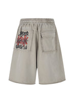 Twin FR Warhorse Embroidery Patch Loose Washed Five-Point Shorts FR339