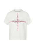 Flyerrer Retro Iris Crest Knit Short Sleeve T-Shirt, Loose Court Style Top FR336