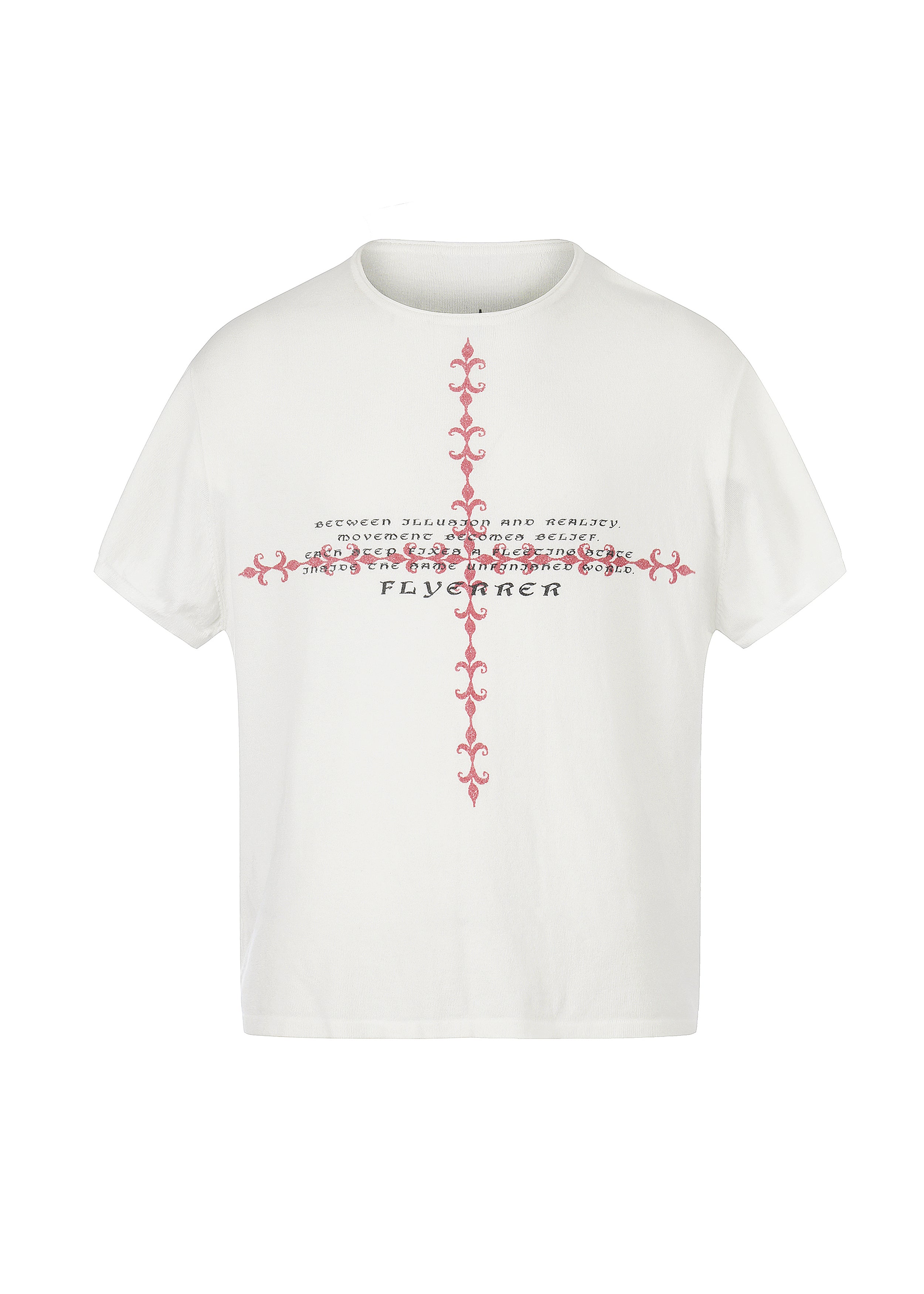 Flyerrer Retro Iris Crest Knit Short Sleeve T-Shirt, Loose Court Style Top FR336