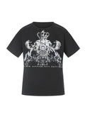 Flyerrer Vintage Court Raglan Print Button Rib Cropped Tee FR337