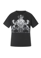 Flyerrer Vintage Court Raglan Print Button Rib Cropped Tee FR337