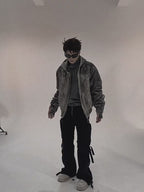 FLYERRER 23FW distressed mud dyed black silhouette jacket with cotton jacket FR078